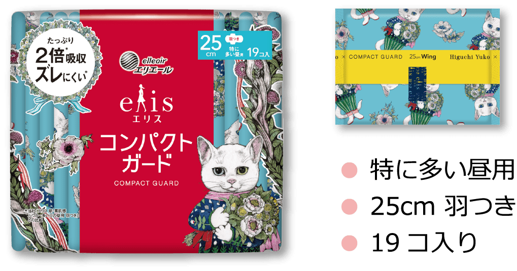 エリス コンパクトガード 特に多い昼用 25cm 羽つき 19コ入り