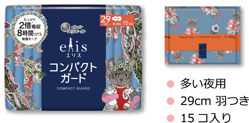 エリス コンパクトガード 多い夜用 29cm 羽つき 15コ入り