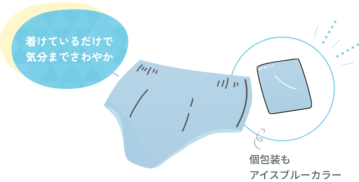 着けているだけで気分までさわやか 個包装もアイスブルーカラー