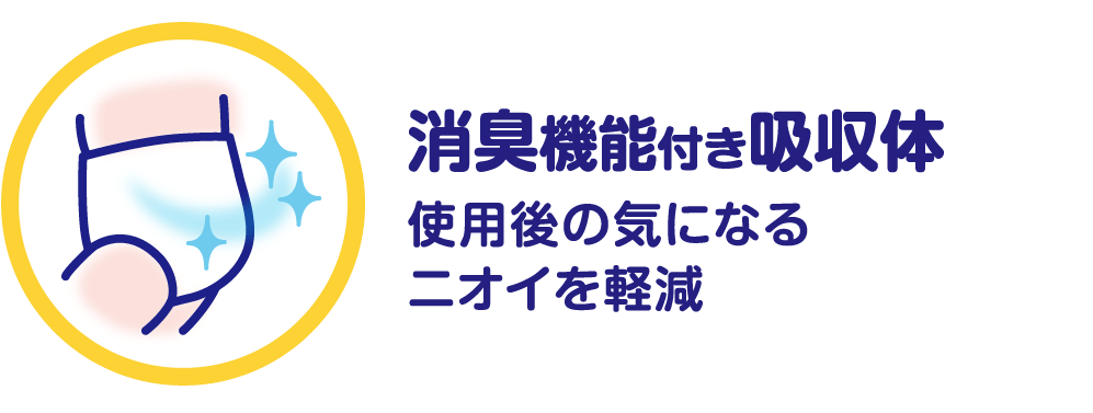 イメージ画像：消臭機能付き吸収体／使用後の気になるニオイを軽減