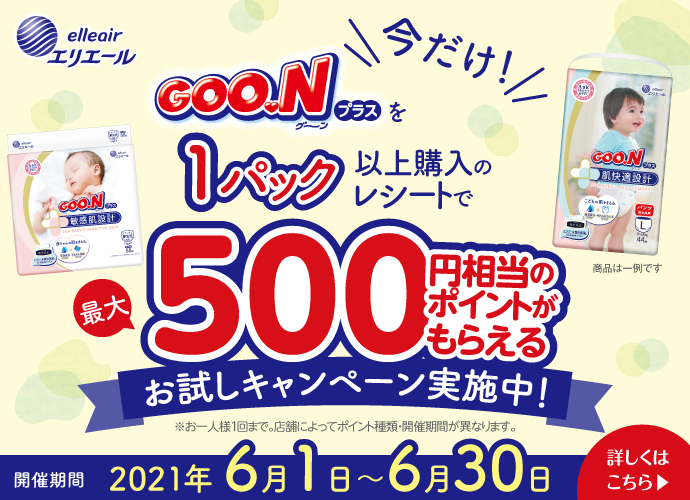 Goo Nキャンペーン一覧 おむつのgoo N グ ン エリエール 大王製紙